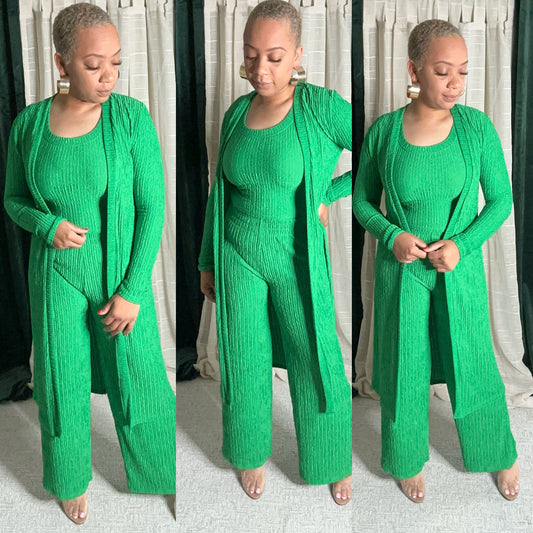 Cashh Green 3 Piece Cardigan Set